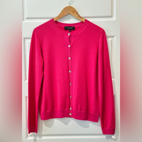 St. John Sweaters - St. John Pink Cardigan Sweater Classic Knit